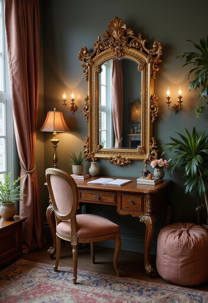 15 Feminine Workspace Inspirations That'll Boost Your Productivity (And Your Mood!) 34 15 Feminine Workspace Inspirations That'll Boost Your Productivity (And Your Mood!) - 16. Vintage Glam Accents