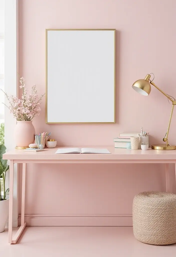 15 Feminine Workspace Inspirations That'll Boost Your Productivity (And Your Mood!) 18 15 Feminine Workspace Inspirations That'll Boost Your Productivity (And Your Mood!) - 1. Soft Pastels and Gold Accents