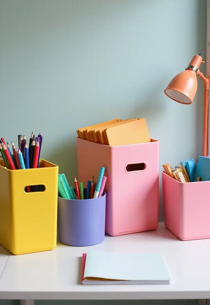15 Feminine Workspace Inspirations That'll Boost Your Productivity (And Your Mood!) 27 15 Feminine Workspace Inspirations That'll Boost Your Productivity (And Your Mood!) - 9. Colorful Storage Solutions