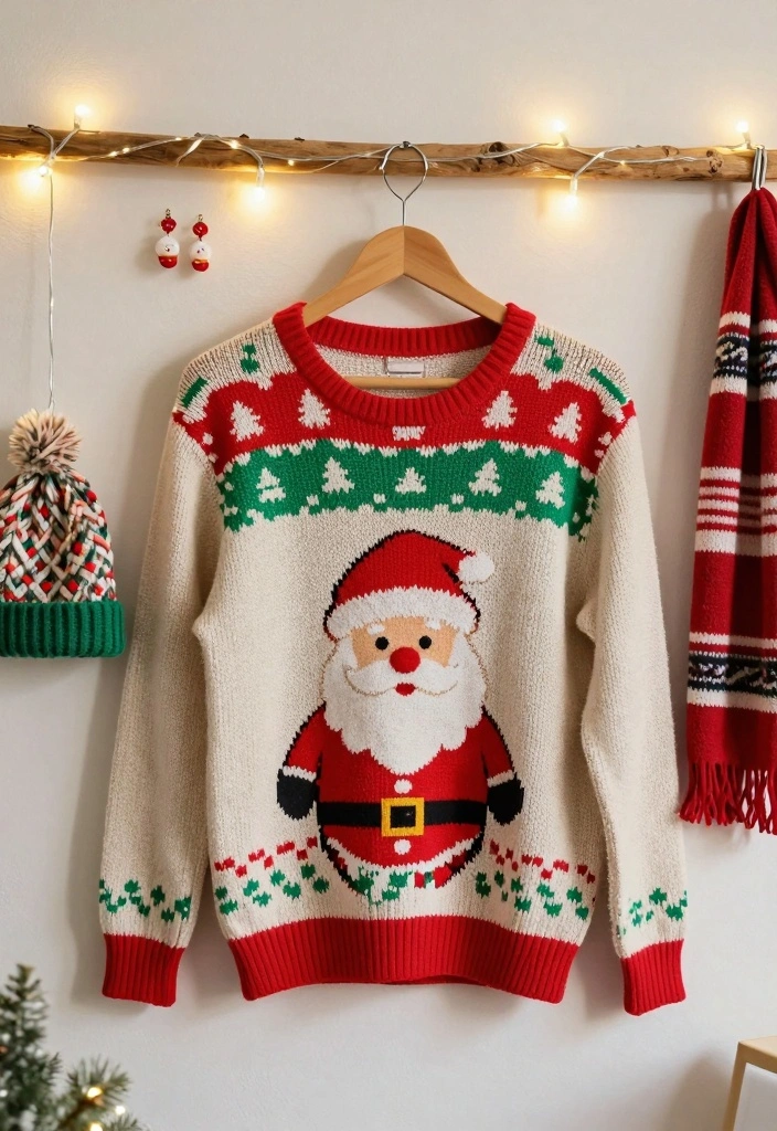 5 Retro Christmas Sweater Outfits That Bring Back the Warmth of Holiday Nostalgia! - 1. The Classic Santa Sweater 1