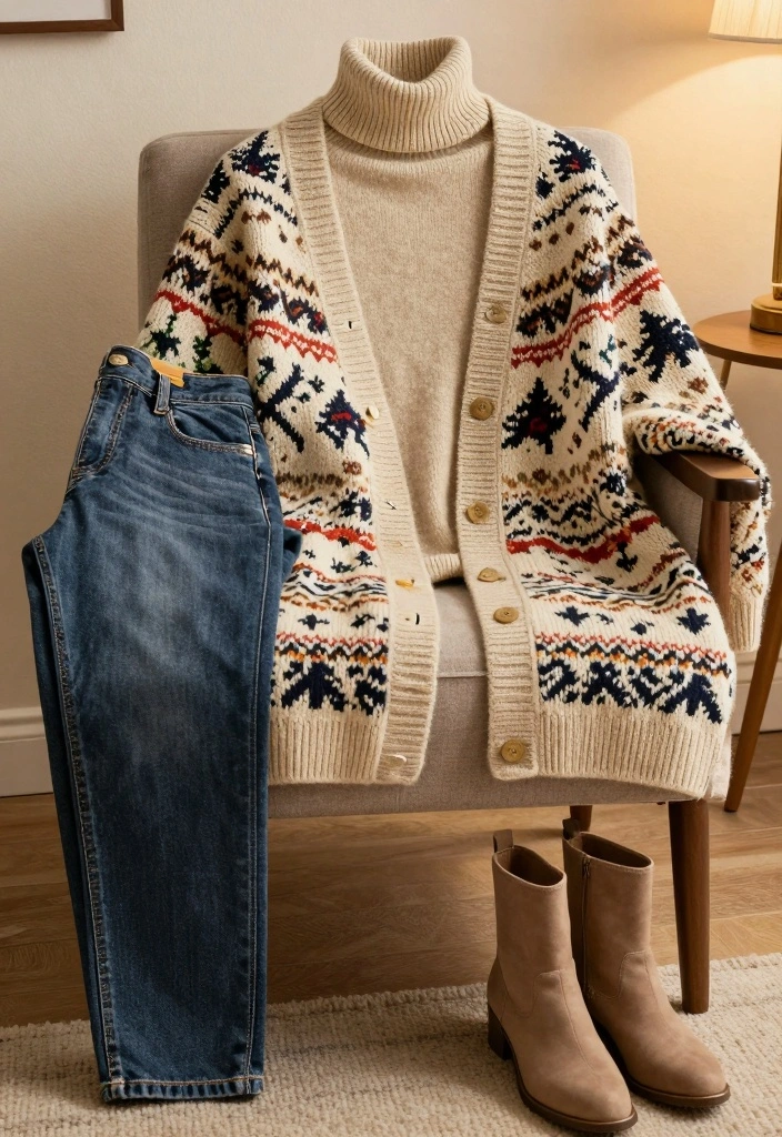 5 Retro Christmas Sweater Outfits That Bring Back the Warmth of Holiday Nostalgia! - 5. The Cozy Knit Cardigan 1