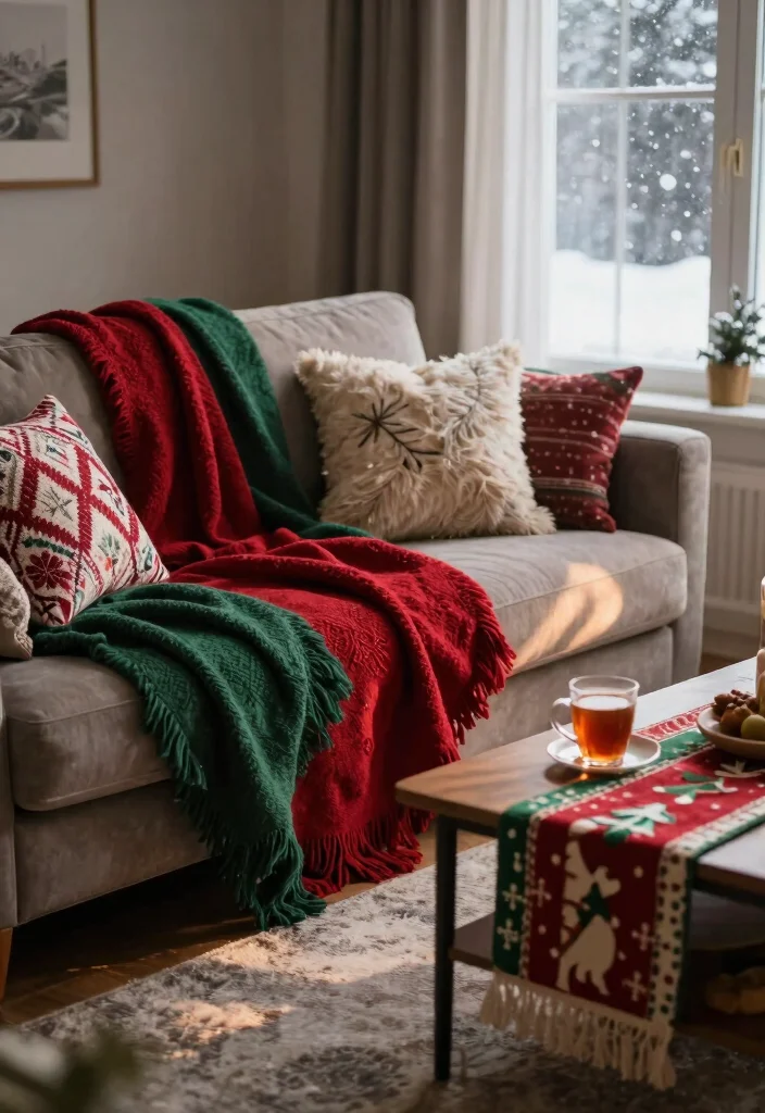 5 Stunning Christmas Decorations That Will Transform Your Home into a Winter Wonderland! - 5. Cozy Textiles for a Warm Atmosphere 1