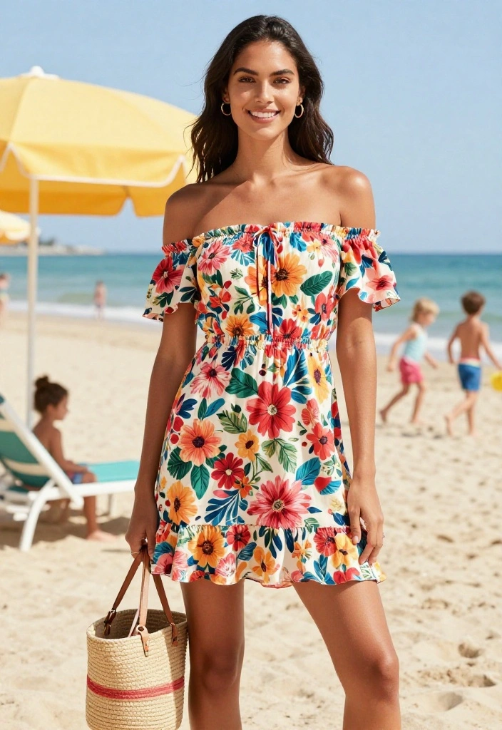 5 Floral Beach Dresses That Will Make Waves This Summer! 41 5 Floral Beach Dresses That Will Make Waves This Summer! - 3. The Chic Off-Shoulder for a Bolder Look 1